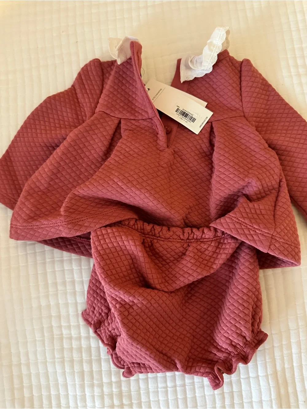 Baby Girls' Quilted Rust Pink Top & Bloomers Set